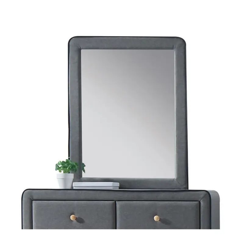 Light Gray Upholstered Vanity Mirror By Homeroots