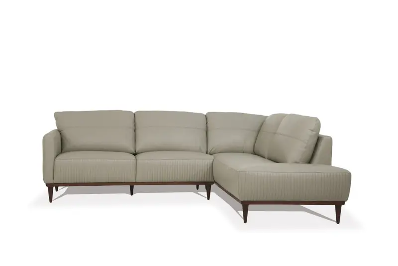 Light Green Leather L Shaped Two Piece Sofa and Chaise Sectional By Homeroots