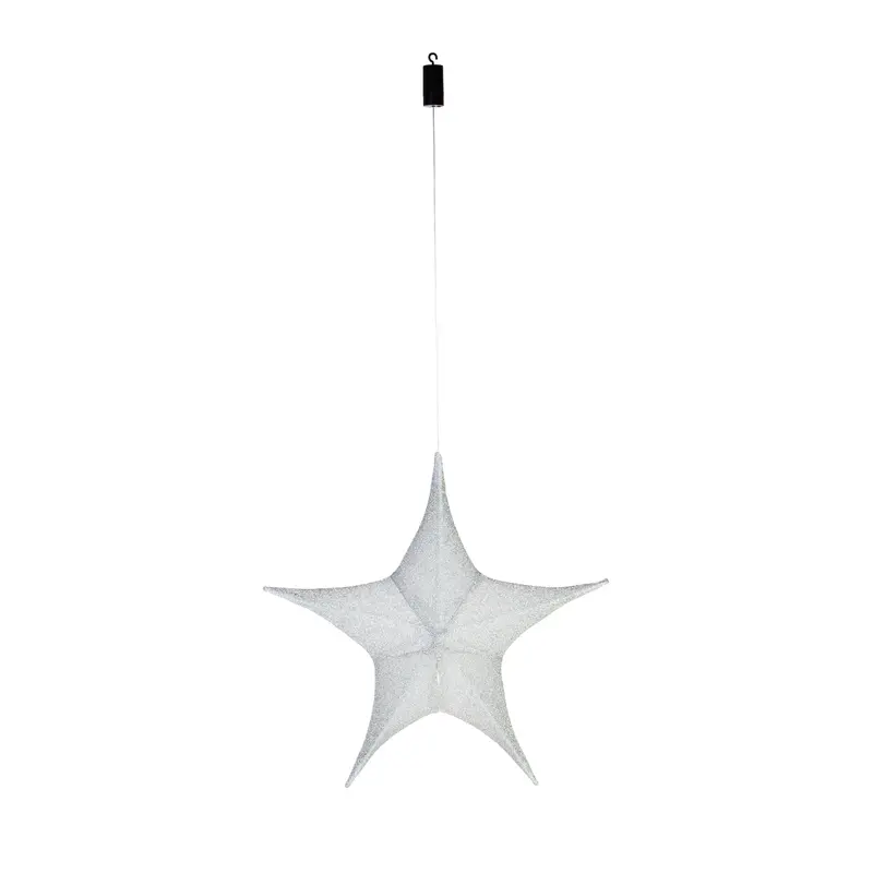 Lighted Fabric Star, Large, Silver,45st376bl