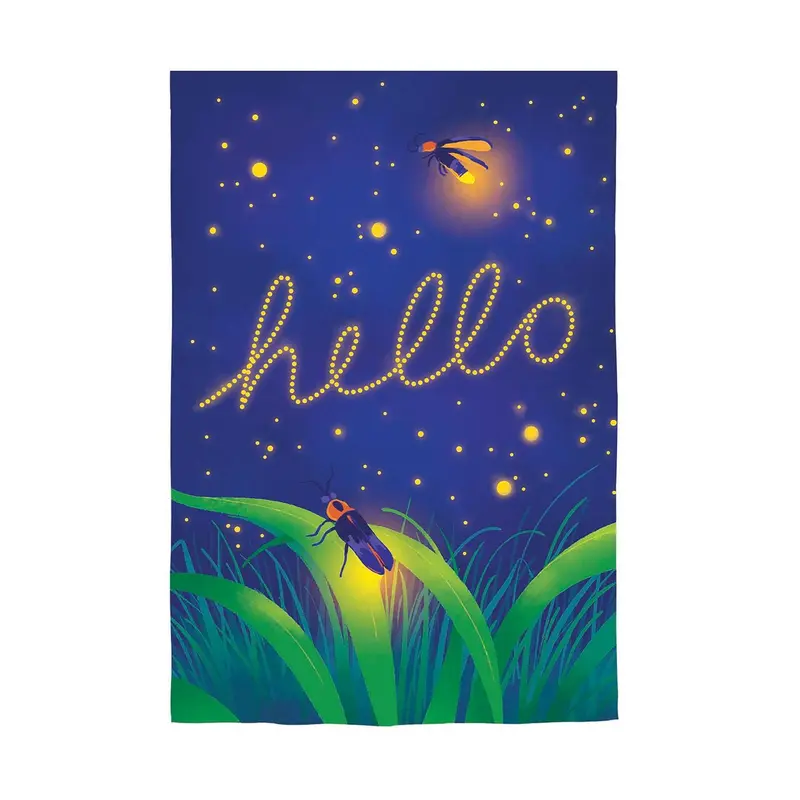 Lightning Bug Hello Suede House Flag
