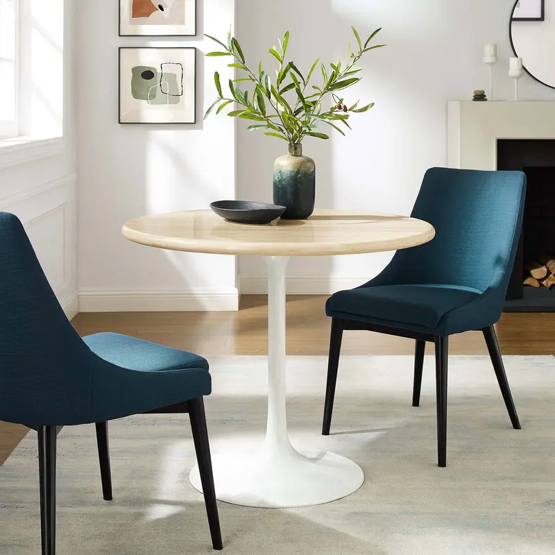 Lippa 36” Round Artificial Travertine Dining Table By Modway - EEI-6748