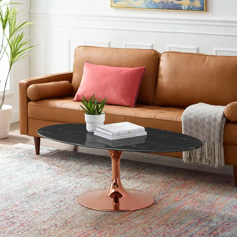 Lippa 48" Oval Artificial Marble Coffee Table By Modway - EEI-5283