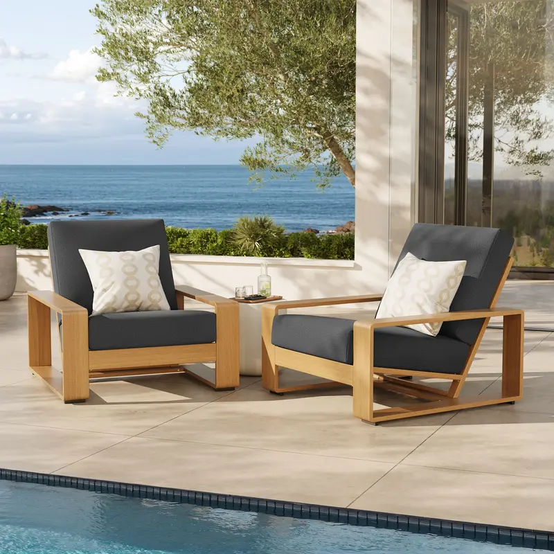 Lirienne Outdoor Patio Aluminum Faux Wood Armchairs Set of 2 by Modway