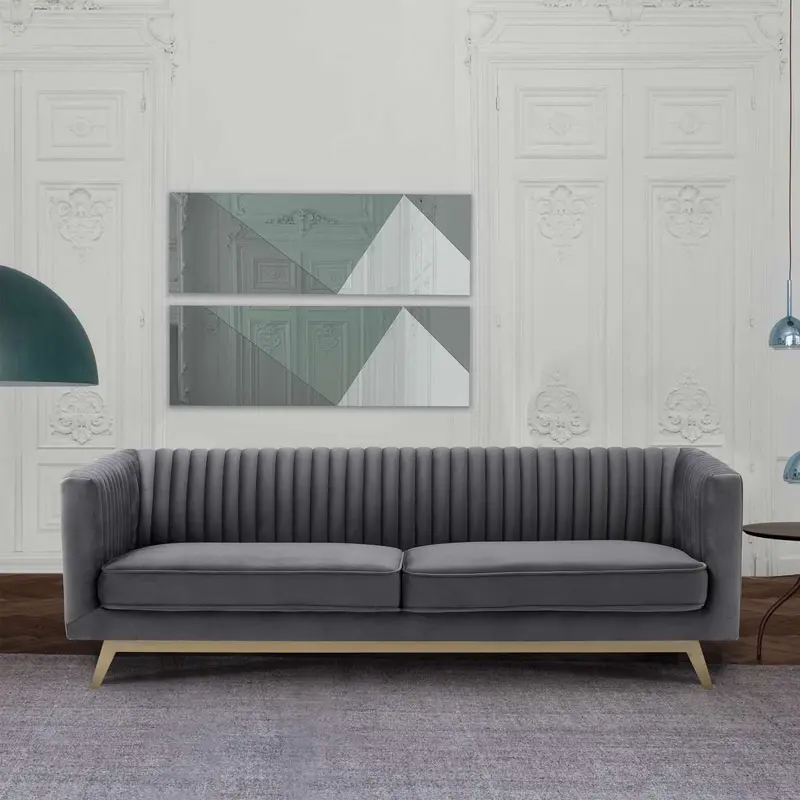 Liv Modern Dark Gray Velvet Sofa By Armen Living
