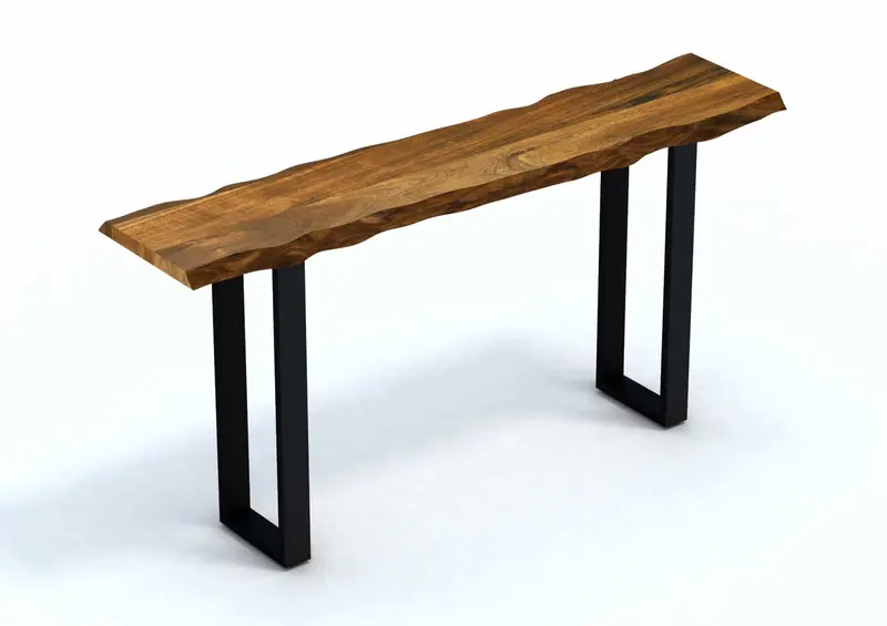 Live Edge Acacia Wood Console Table with Black Metal Legs By Homeroots