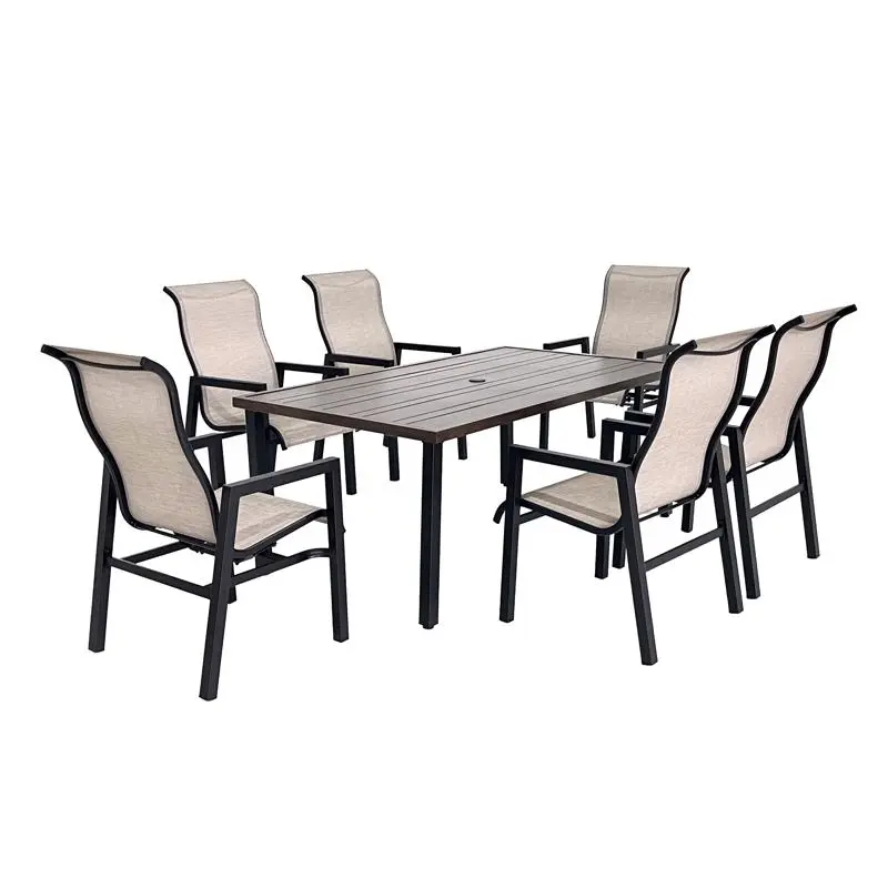 Living Accents 7 pc Brown Steel Sling Dining Set