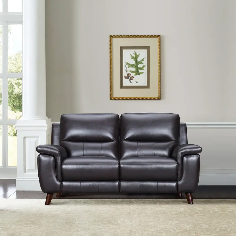 Lizette 65" Brown Leather Power Recliner Loveseat with USB By Armen Living