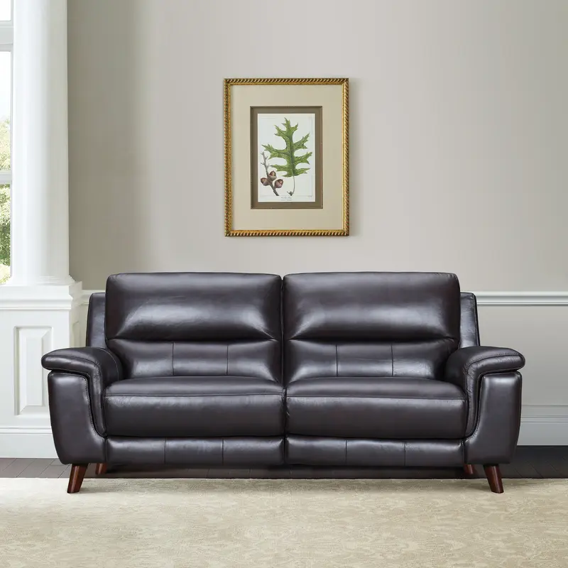 Lizette 78" Brown Leather Power Recliner Sofa with USB By Armen Living