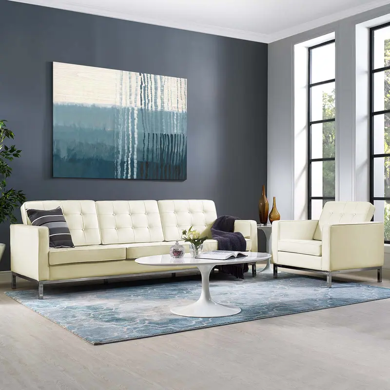 Loft 2 Piece Leather Sofa and Armchair Set By Modway - EEI-3099