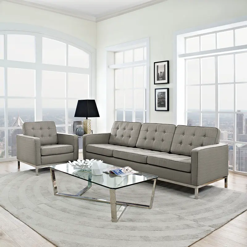 Loft 2 Piece Upholstered Fabric Sofa and Armchair Set By Modway - EEI-2443