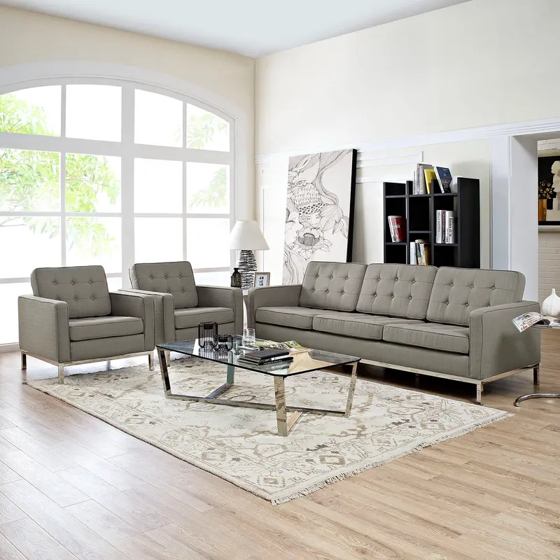 Loft 3 Piece Upholstered Fabric Sofa and Armchair Set By Modway - EEI-2439