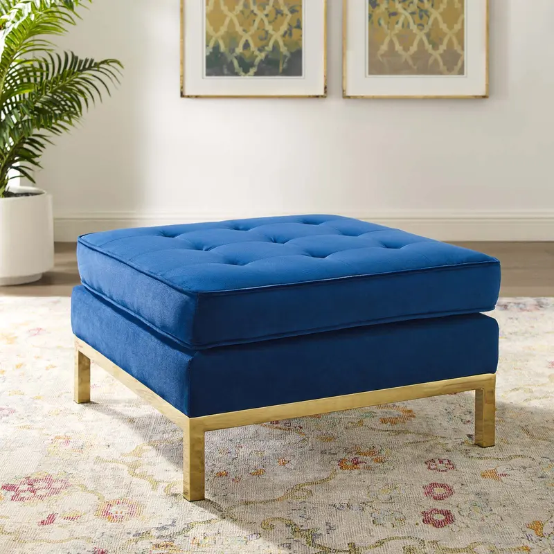 Loft Gold Stainless Steel Leg Performance Velvet Ottoman By Modway - EEI-3396