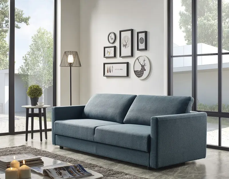 Long Arm 88" Blue Green Sofa Bed With Storage Space By Homeroots