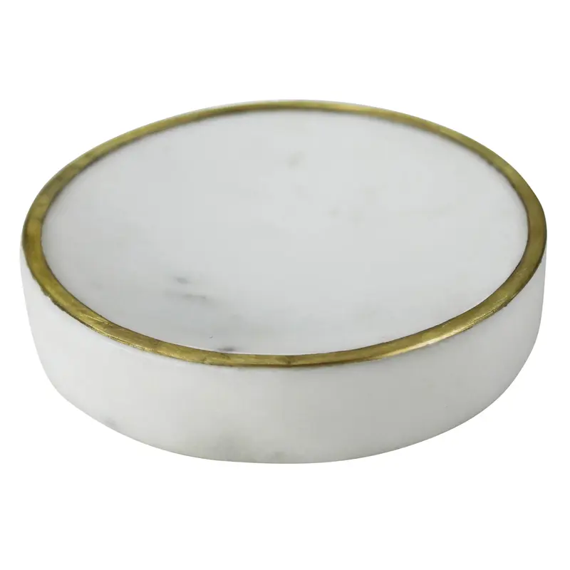 Loren Soap Dish, Marble & Brass Set Of 2 By HomArt