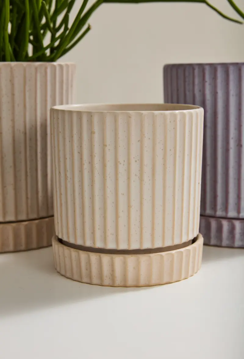 Los Feliz Pot with Saucer Set of 4 By Accent Decor