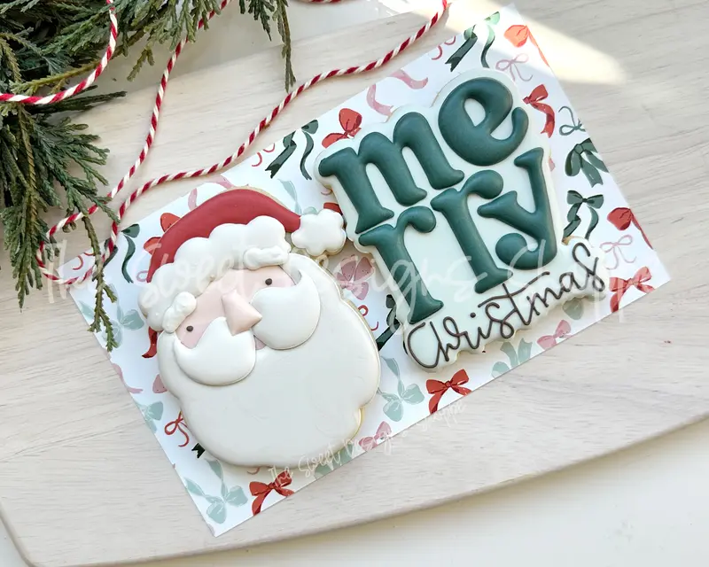 Lovely Classic Santa and Christmas Plaque Cookie Cutter Set - Set of 2 - Cookie Cutters