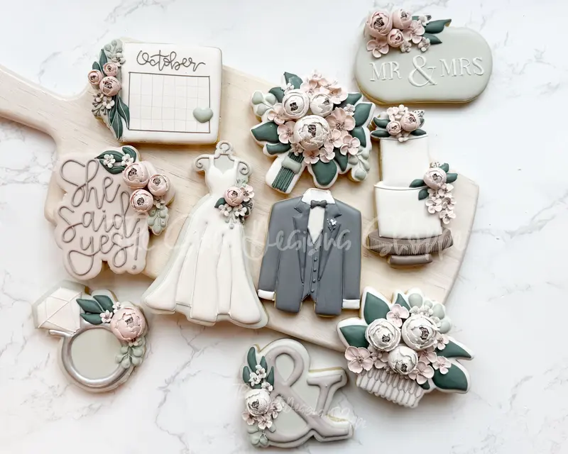 Lovely Wedding Set - Set of 10 - Cookie Cutters & Color Palette (PDF)