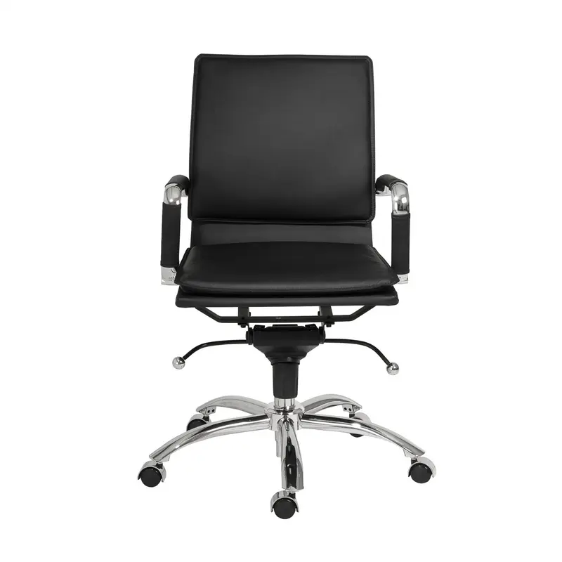 Low Back Office Chair in Black with Chromed Steel Base By Homeroots - 370555