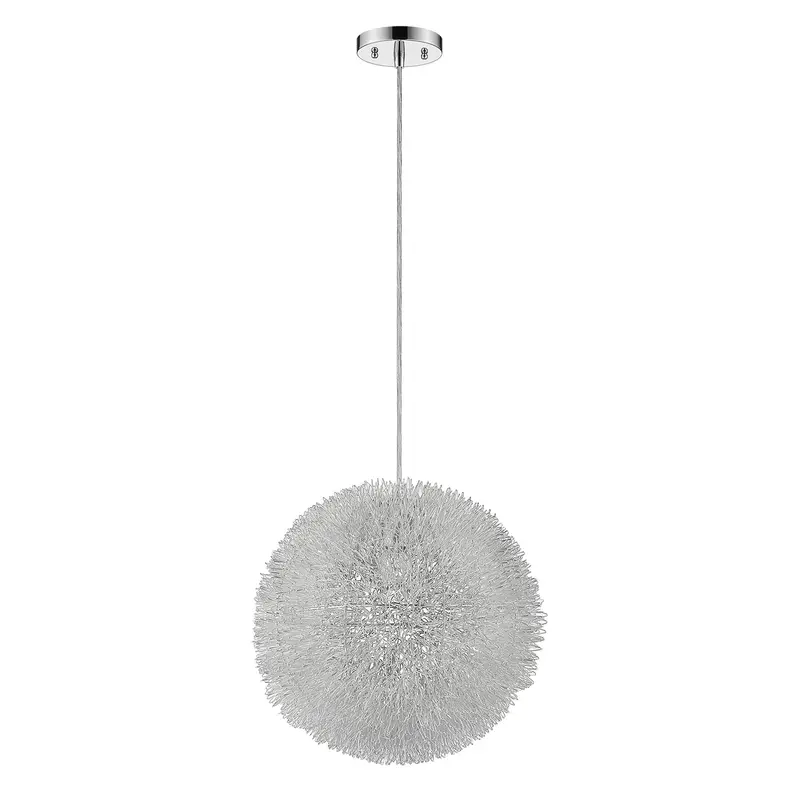 Luminary 1-Light Metallic Silver Pendant With Hand Woven Aluminum Wire Shade (12") By Homeroots