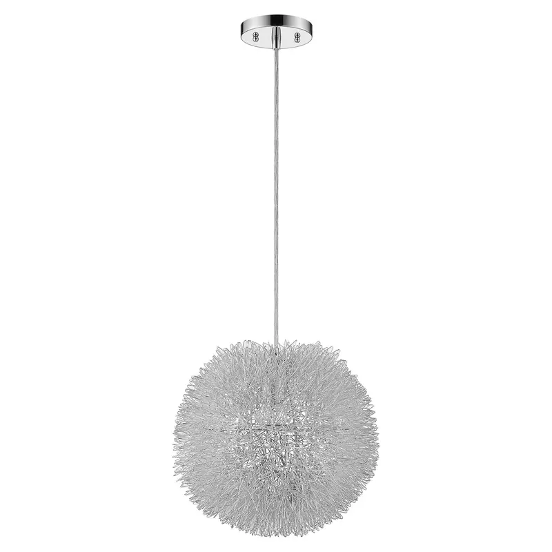 Luminary 1-Light Metallic Silver Pendant With Hand Woven Aluminum Wire Shade (15") By Homeroots