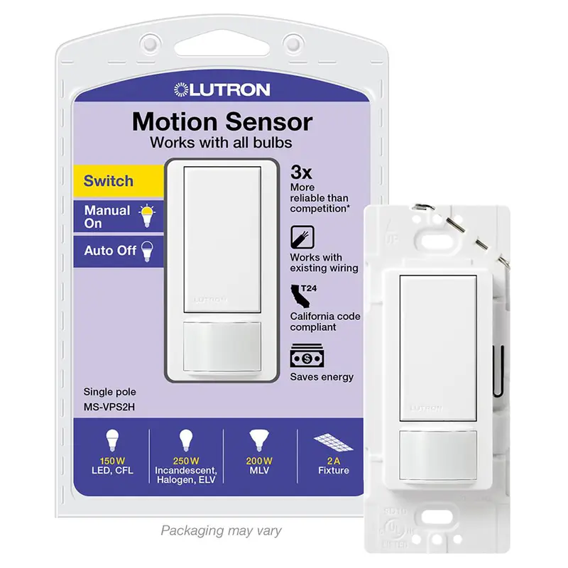 Lutron 2 amps Single Pole Motion Sensor Alarm/Sensor Switch White 1 pk - Deal of The Week