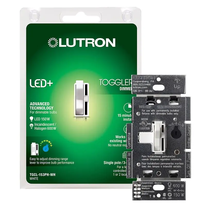 Lutron Toggler White 150 W 3-Way Dimmer Switch 1 pk - Deal of The Week