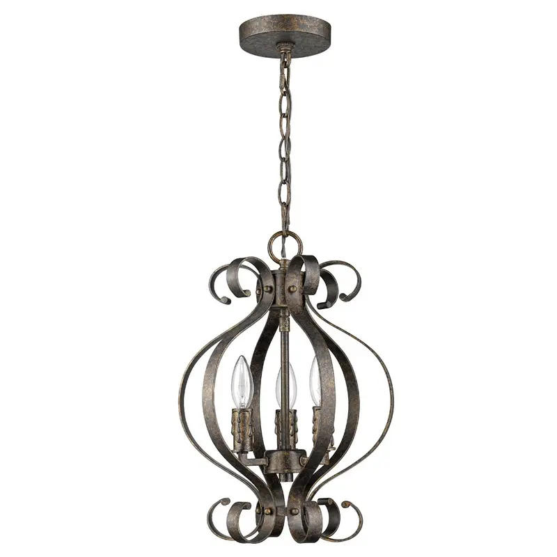 Lydia 3-Light Russet Chandelier With Melted Wax Tapers By Homeroots