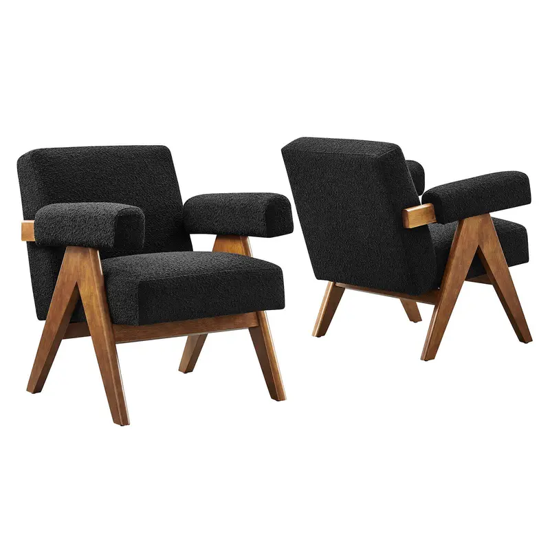 Lyra Boucle Fabric Armchair - Set of 2 By Modway - EEI-6703