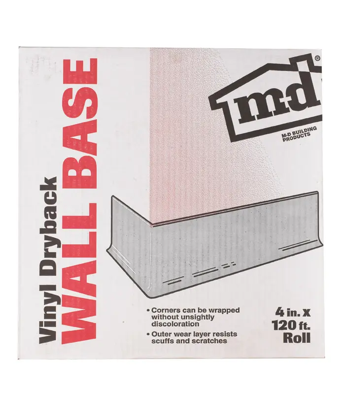 M-D BUILDING PRODUCTS 4 in. H X 0.08 in. W X 120 ft. L Dry Back Snow White Vinyl Wall Base - Open Box