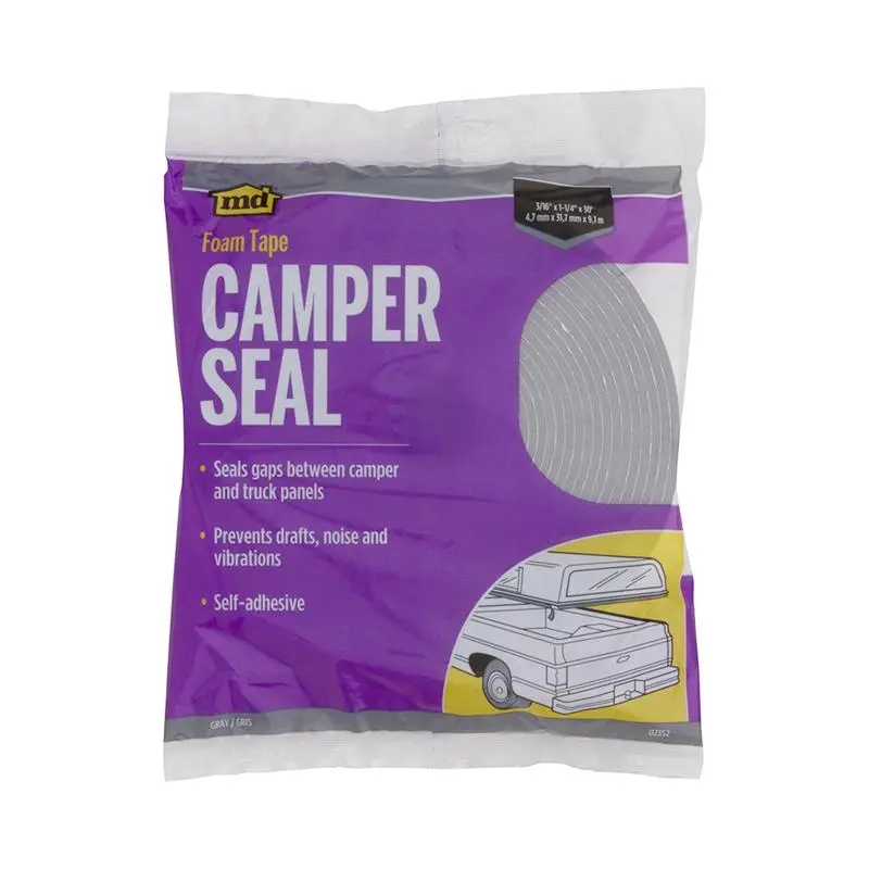 M-D Building Products Gray Foam Weather Stripping Tape For Campers and Trucks 360 in. L X 0.19 in. - Open Box