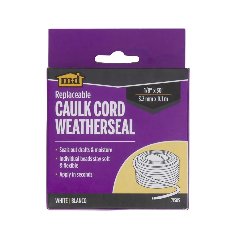 M-D Building Products White Vinyl Caulking Cord For Doors and Windows 360 in. L X 0.13 in. - Open Box