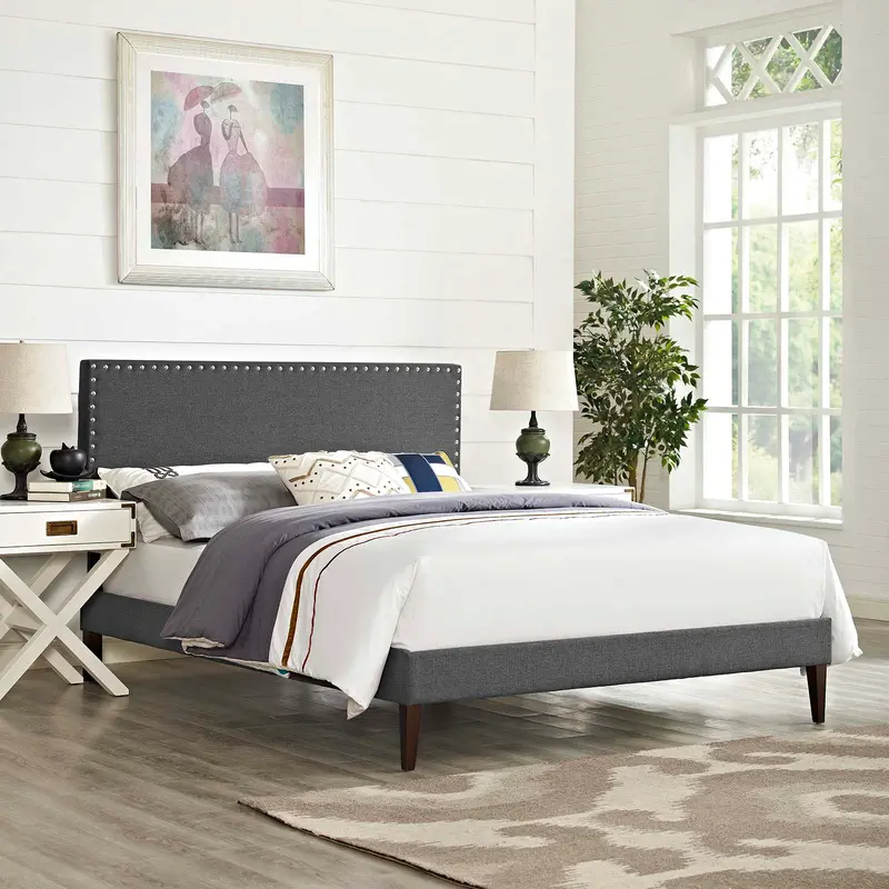 Macie Full Fabric Platform Bed with Squared Tapered Legs By Modway - MOD-5969