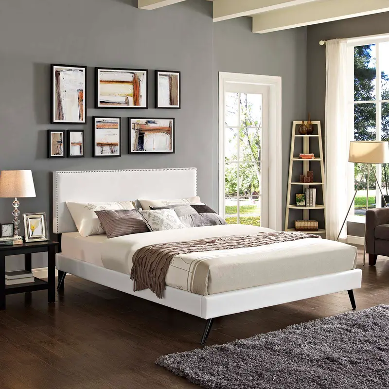 Macie Full Vinyl Platform Bed with Round Splayed Legs By Modway - MOD-5960