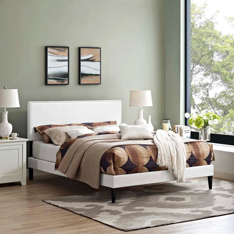 Macie Full Vinyl Platform Bed with Squared Tapered Legs By Modway - MOD-5968