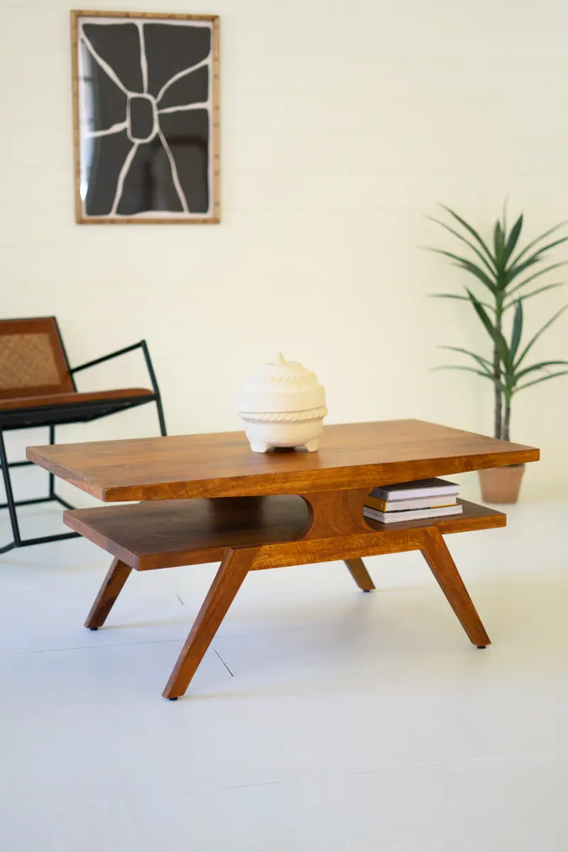 Mango Wood Coffee Table With Teak Finish By Kalalou
