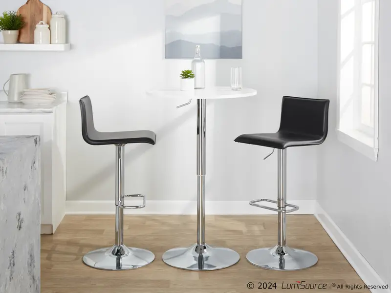 Mara Upholstered Adjustable Barstool - Set of 2 By LumiSource - BS-MARAUPPU-RR2 CHRBK2