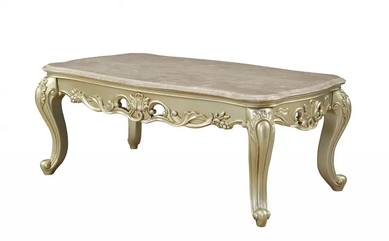 Marble Antique White Wood PolyResin Coffee Table By Homeroots