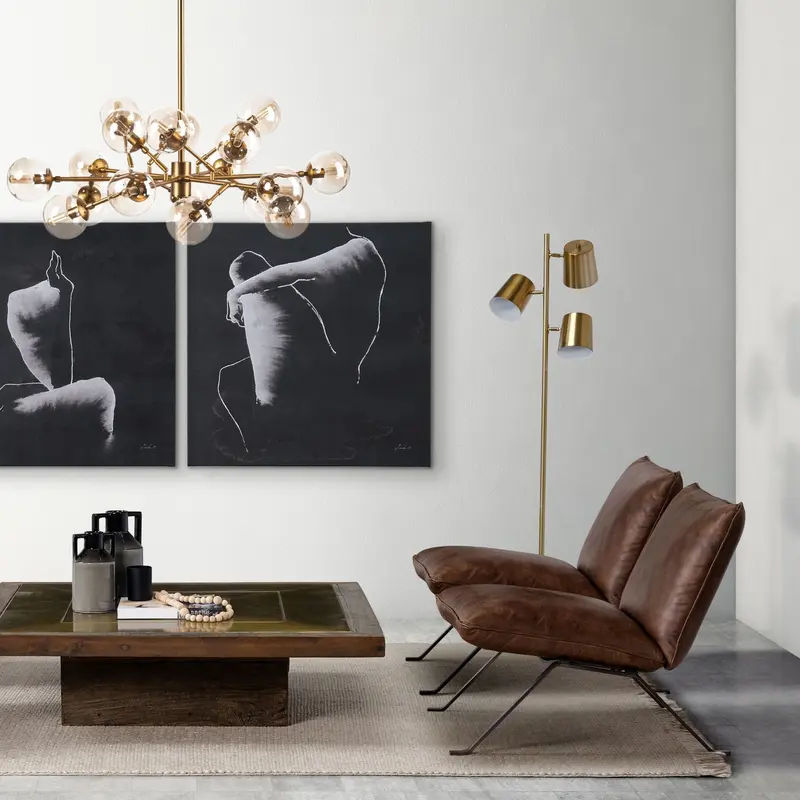 Marble Base Gold Floor Lamp By Homeroots