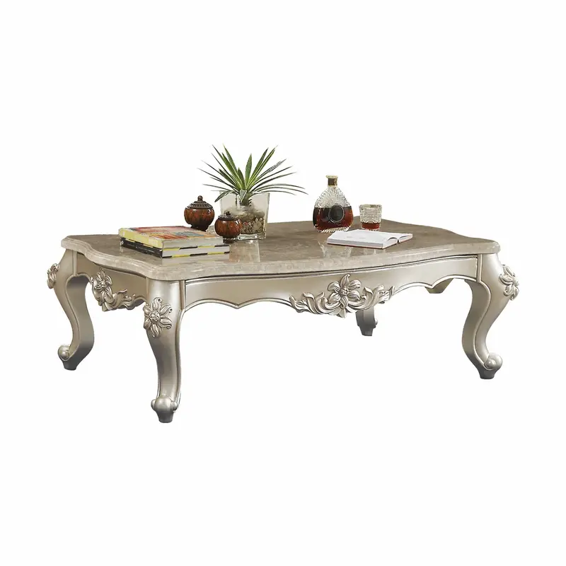 Marble Champagne Wood Coffee Table By Homeroots