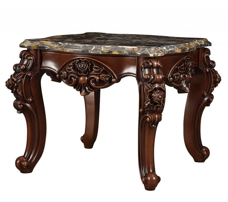 Marble Walnut Wood End Table By Homeroots - 347443