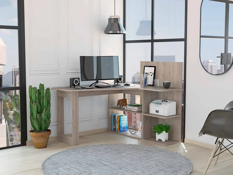 Marek Light Gray L Shaped Computer Desk By Homeroots