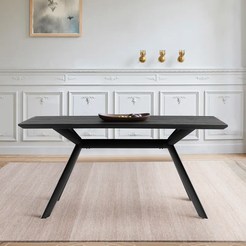 Margot Dark Gray Rectangular Dining Table with Black Finish By Armen Living