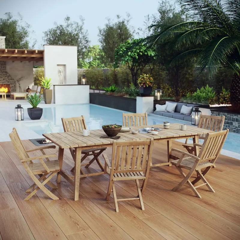 Marina 7 Piece Outdoor Patio Teak Dining Set By Modway - EEI-3310