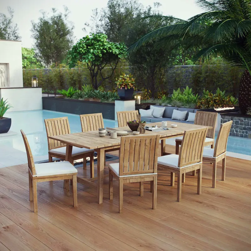 Marina 9 Piece Outdoor Patio Teak Dining Set By Modway - EEI-3311