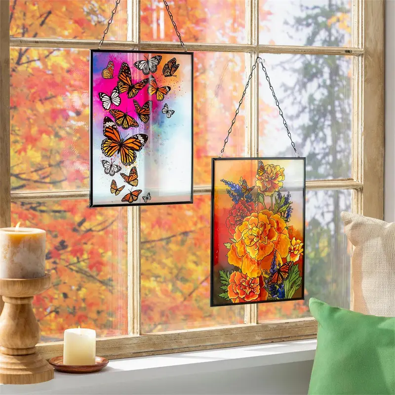 Mariposa Melody Stained Glass Wall Décor, 8" L x 10" H