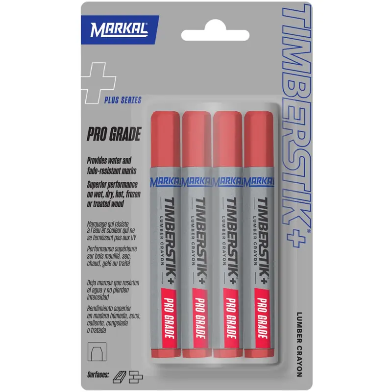 Markal Timberstik Plus 8 in. L Lumber Crayon Red 4 pc (Pack of 6)