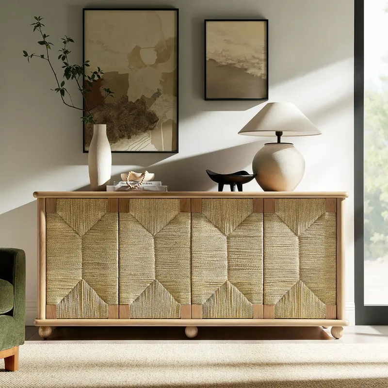 Marola 71 Inch Oak Wood Seagrass Sideboard by Modway