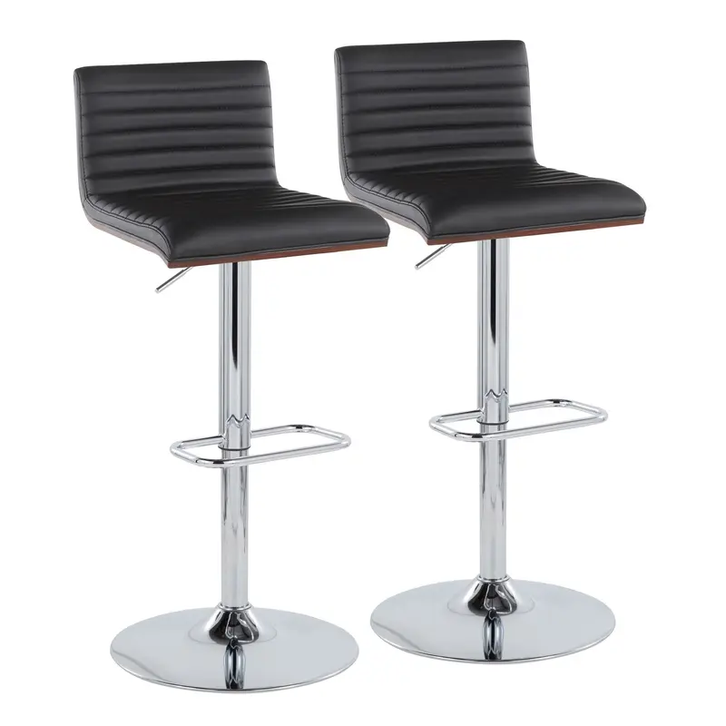 Mason Adjustable Barstool - Set of 2 By LumiSource - BS-MASONPU-RR2 CHRWLBK2