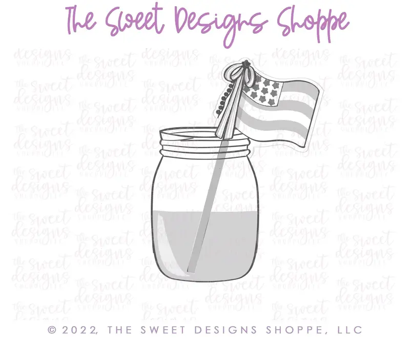 Mason Jar with Flag - Cookie Cutter