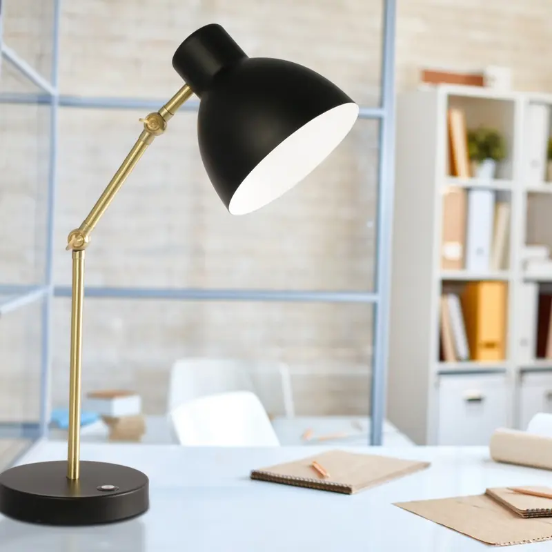 Matte Black and Gold Mod LED Adjustable Desk Lamp By Homeroots